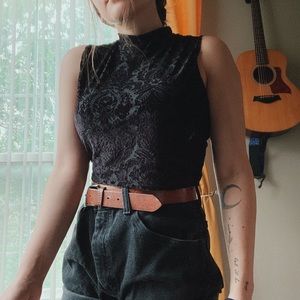 Velvet Paisley crop Top